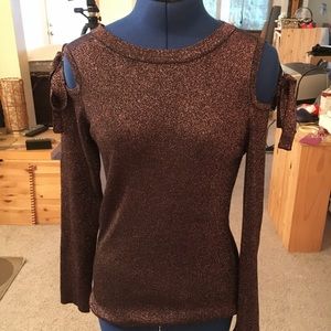 NWOT Sparkly Purple Ribbon Top